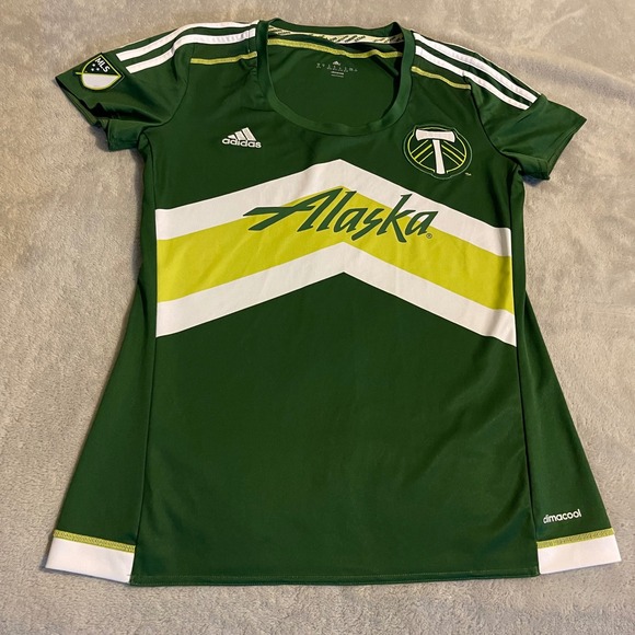 Adidas Portland Timbers Alaska MLS Soccer Jersey Shirt Womens Medium Climacool - Picture 1 of 10